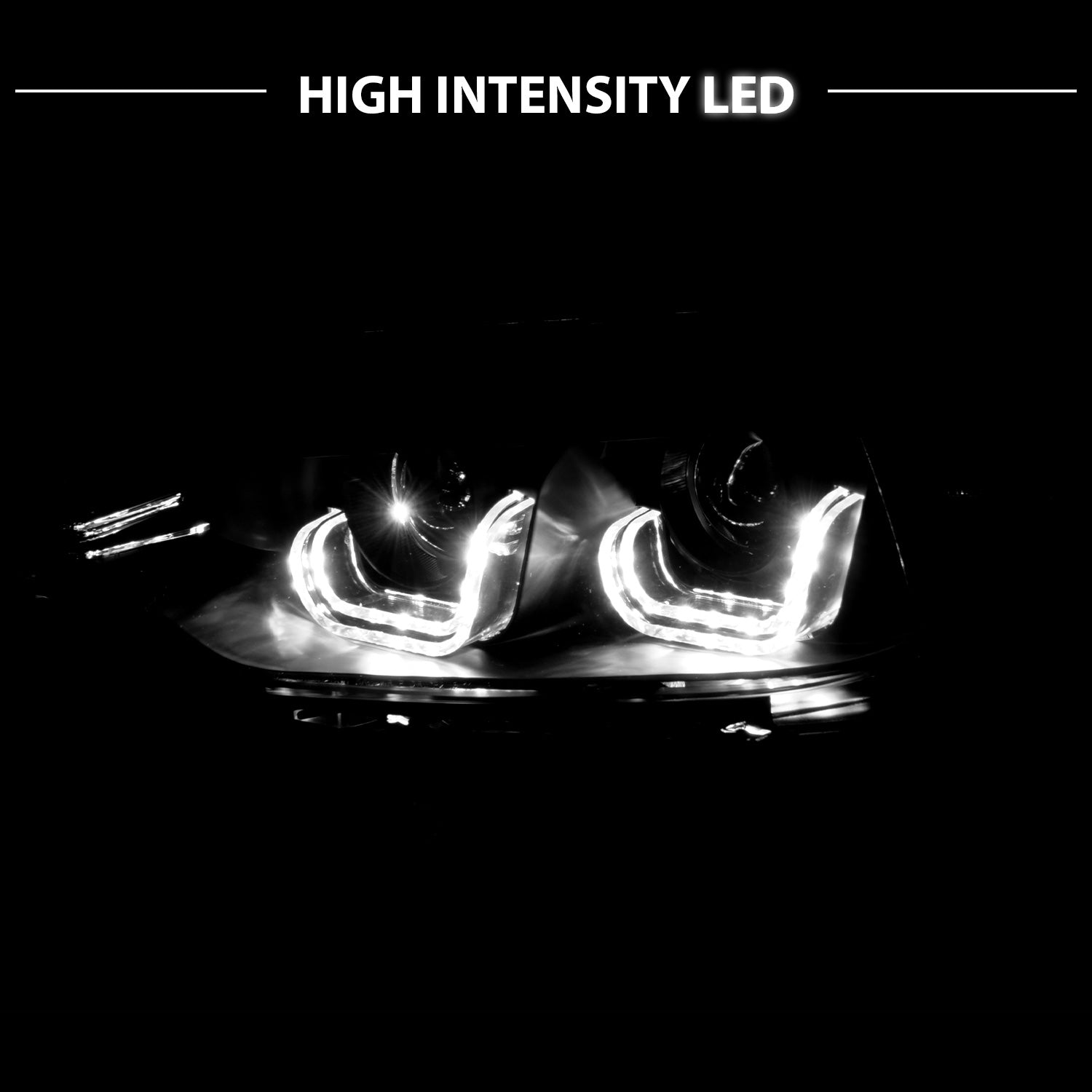 BMW 3 SERIES F30 12-14 4DR PROJECTOR U-BAR STYLE HEADLIGHTS HALO BLACK CLEAR (ONLY FITS W/O MOTOR VERSION)