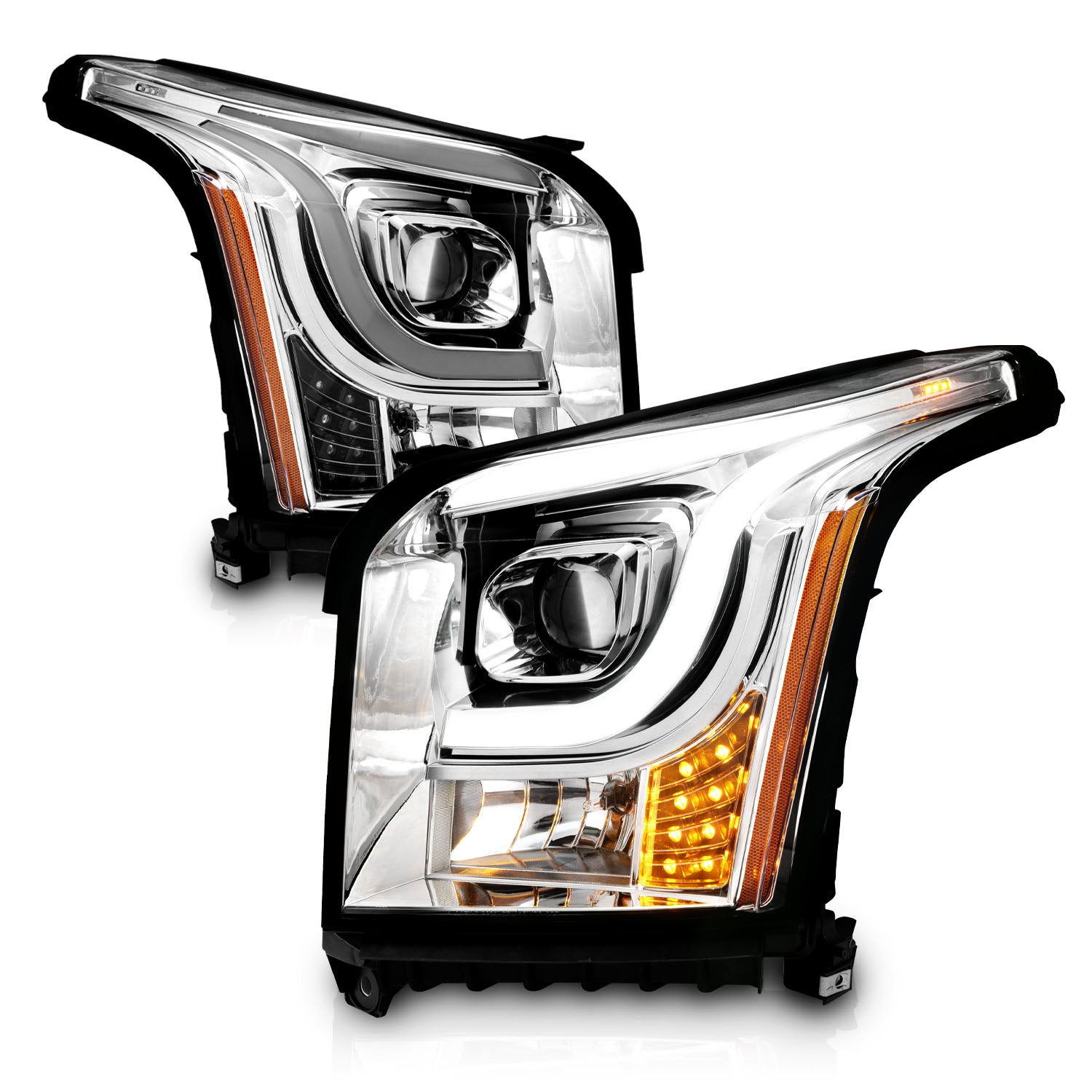 GMC YUKON/YUKON XL 15-19 PROJECTOR LIGHT BAR STYLE HEADLIGHTS CHROME CLEAR AMBER