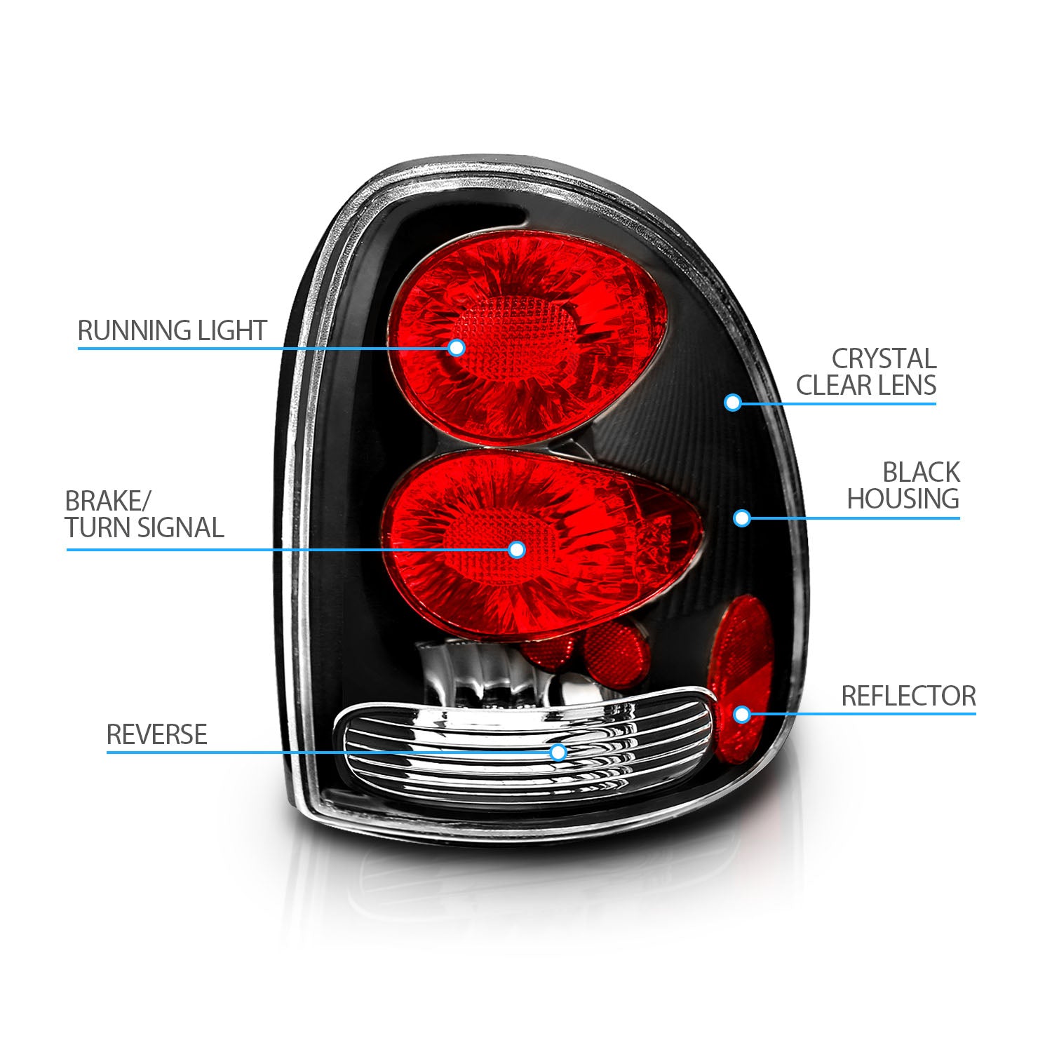 DODGE CARAVAN 96-00 TAIL LIGHTS BLACK