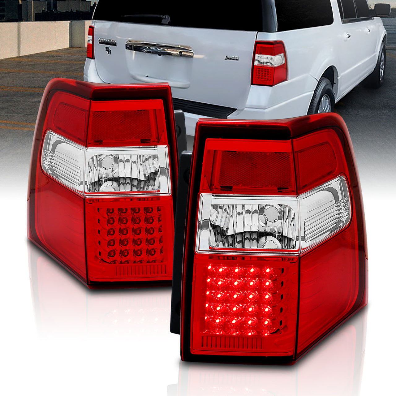 FORD EXPEDITION 07-UP LED TAIL LIGHTS RED/CLEAR