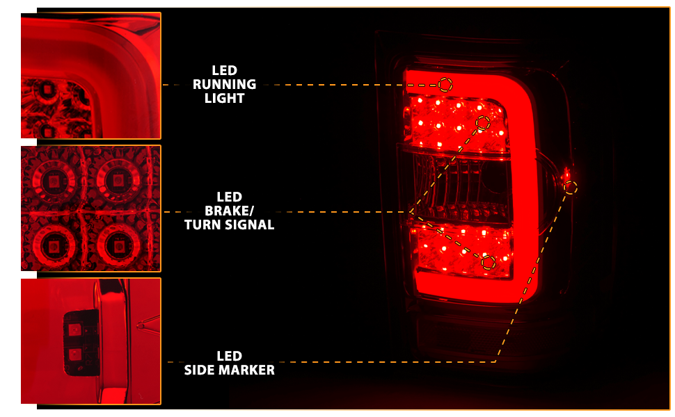 FORD RANGER 01-11 TAIL LIGHTS RED/CLEAR LENS W/C LIGHT BAR