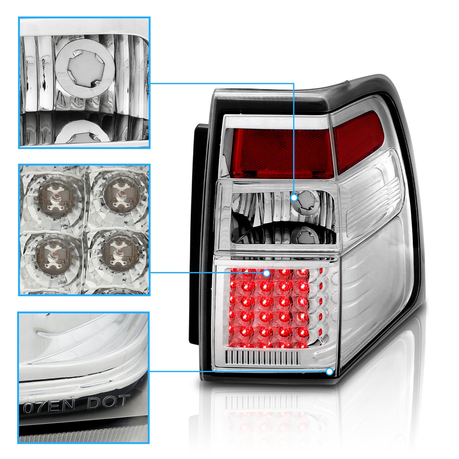 FORD EXPEDITION 07-UP LED TAIL LIGHTS ALL CHROME