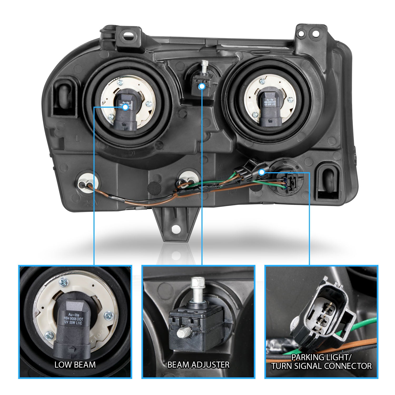 CHRYSLER 300 05-UP CRYSTAL HEADLIGHTS BLACK