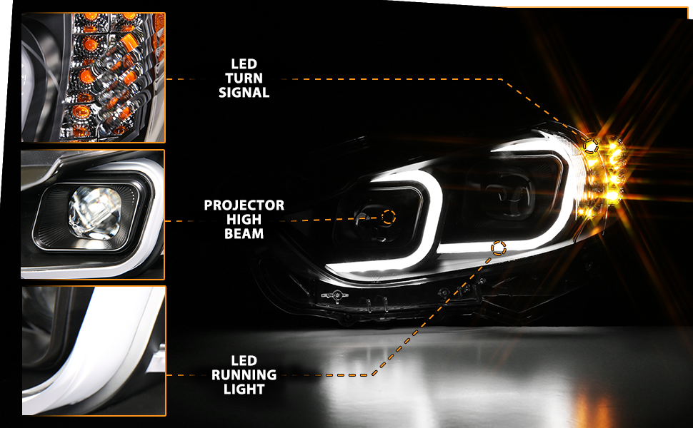 MAZDA 6 14-15 PROJECTOR LIGHT BAR STYLE HEADLIGHTS BLACK AMBER