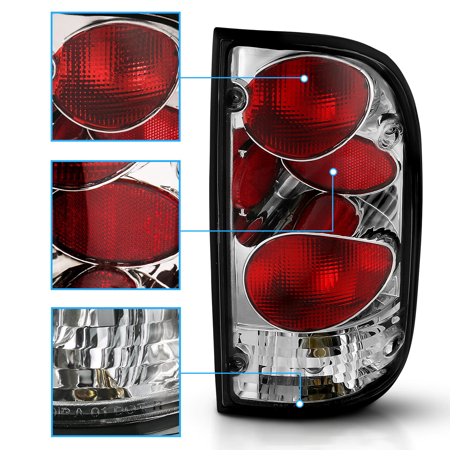 TOYOTA TACOMA 95-00 TAIL LIGHTS G2 CHROME