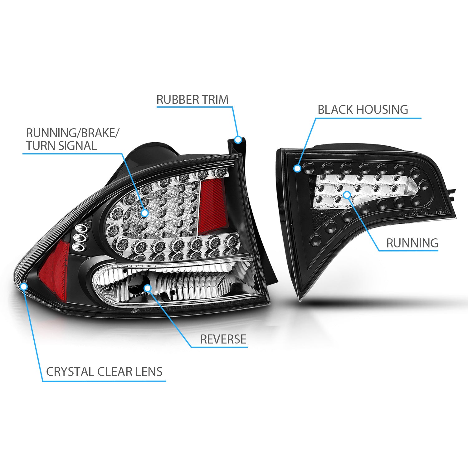 HONDA CIVIC 06-08 4DR LED TAIL LIGHTS BLACK (4 PCS)