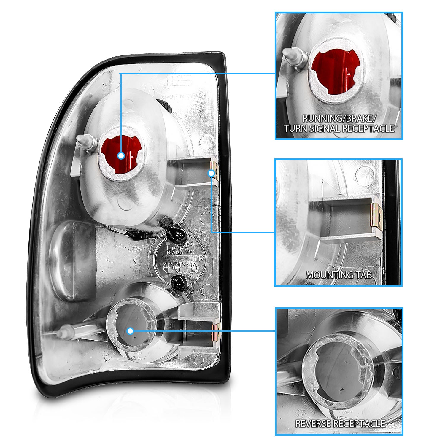 DODGE DAKOTA 97-04 TAIL LIGHTS BLACK
