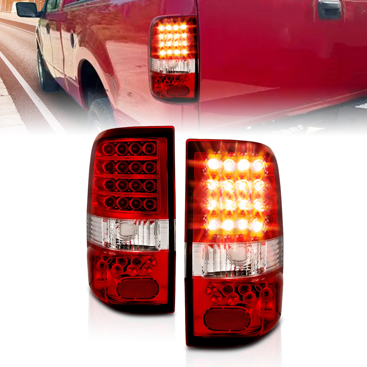 FORD F-150 04-06 LED TAIL LIGHTS RED/CLEAR