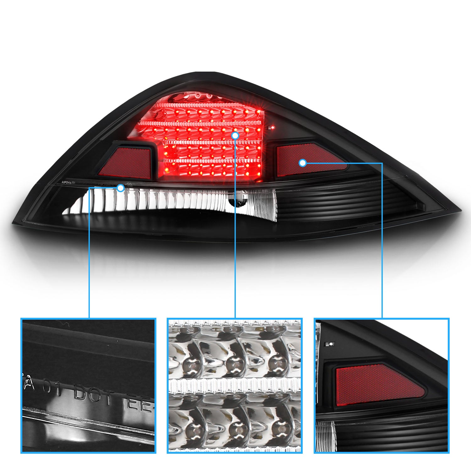 HONDA ACCORD 03-05 2DR LED TAIL LIGHTS BLACK