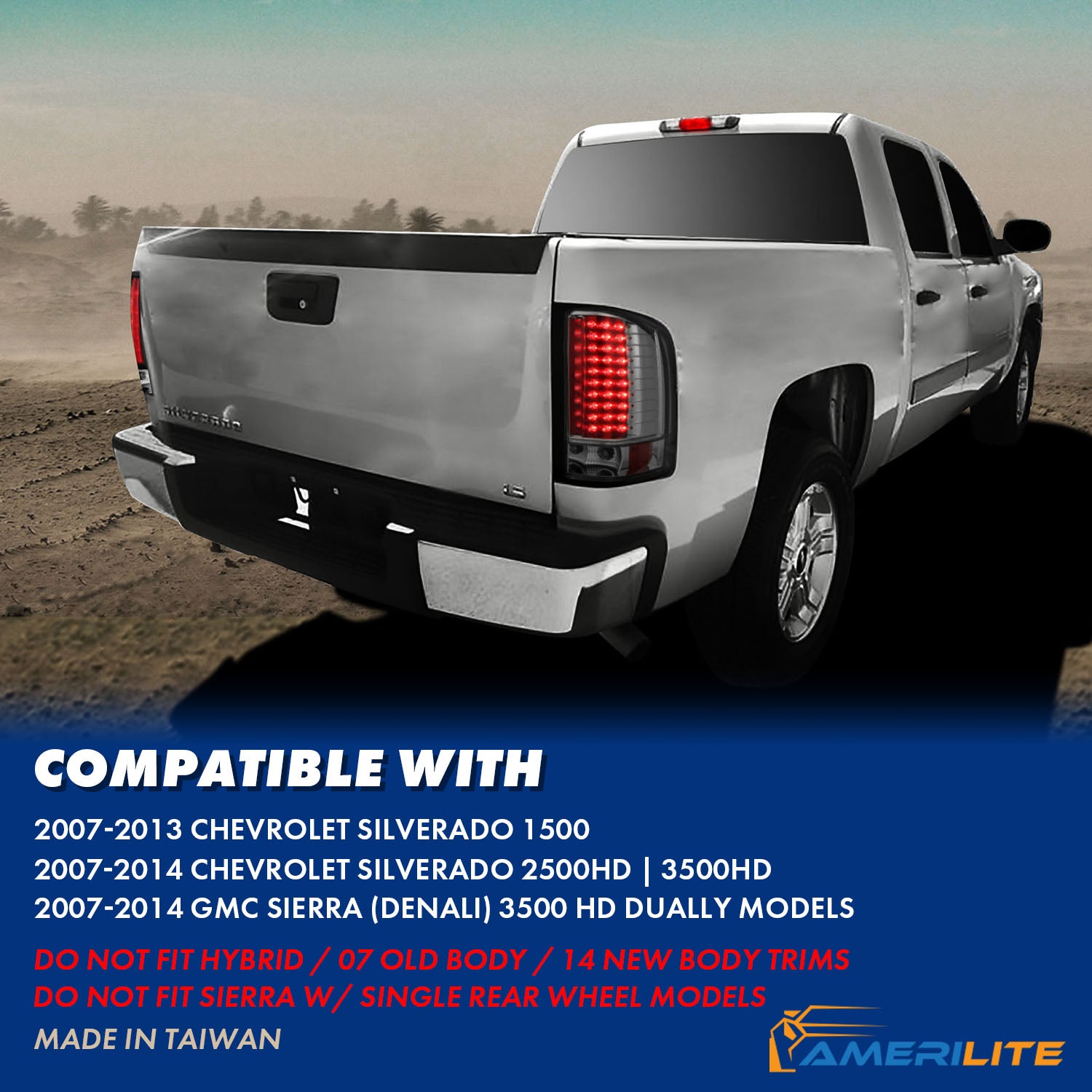 CHEVY SILVERADO 1500 07-13/2500HD 07-14/3500HD 07-14 LED TAIL LIGHTS SMOKE