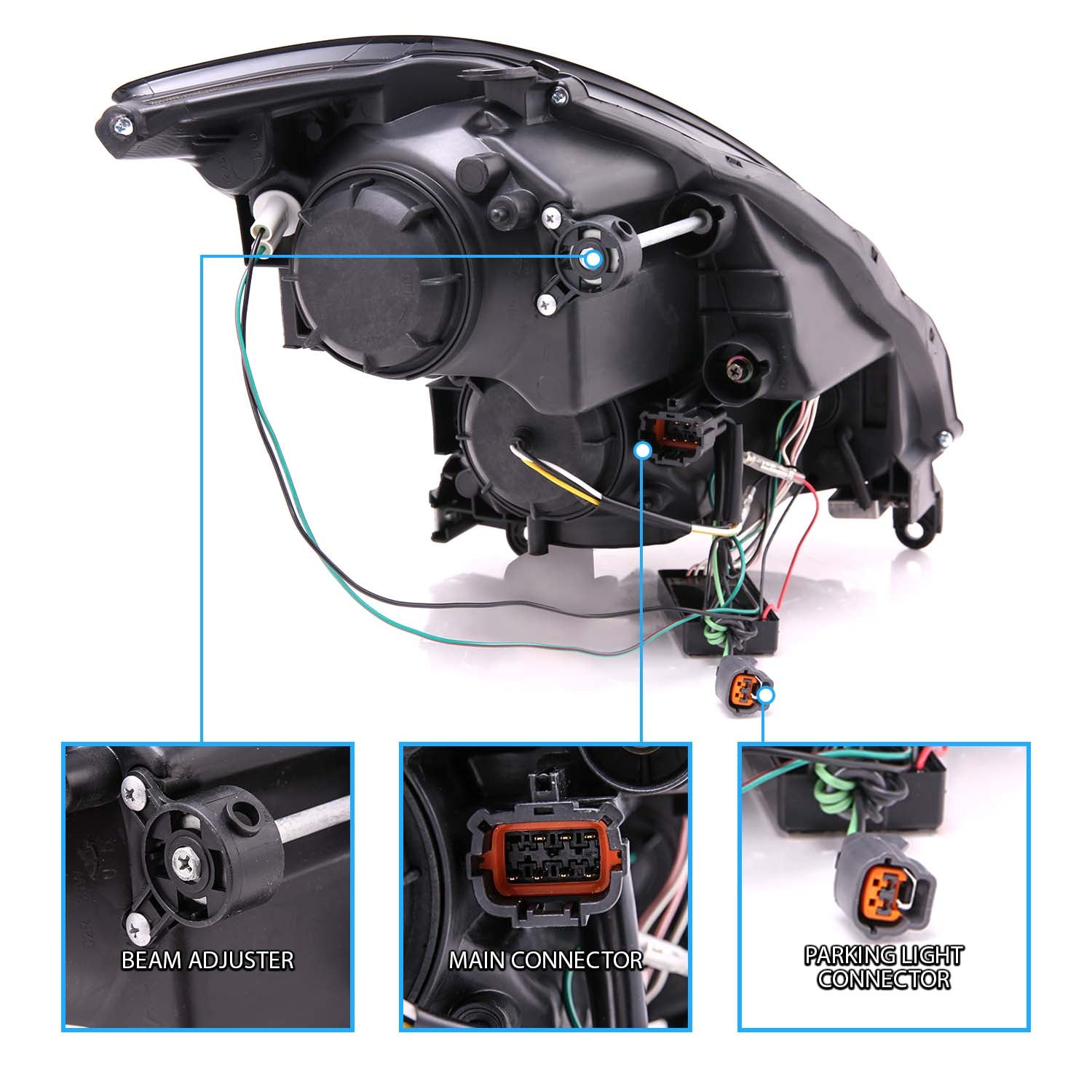 INFINITI G35 03-07 2DR HEADLIGHTS CHROME PROJECTOR CLEAR HALO (OEM HID COMPATIBLE) (RX HALO)