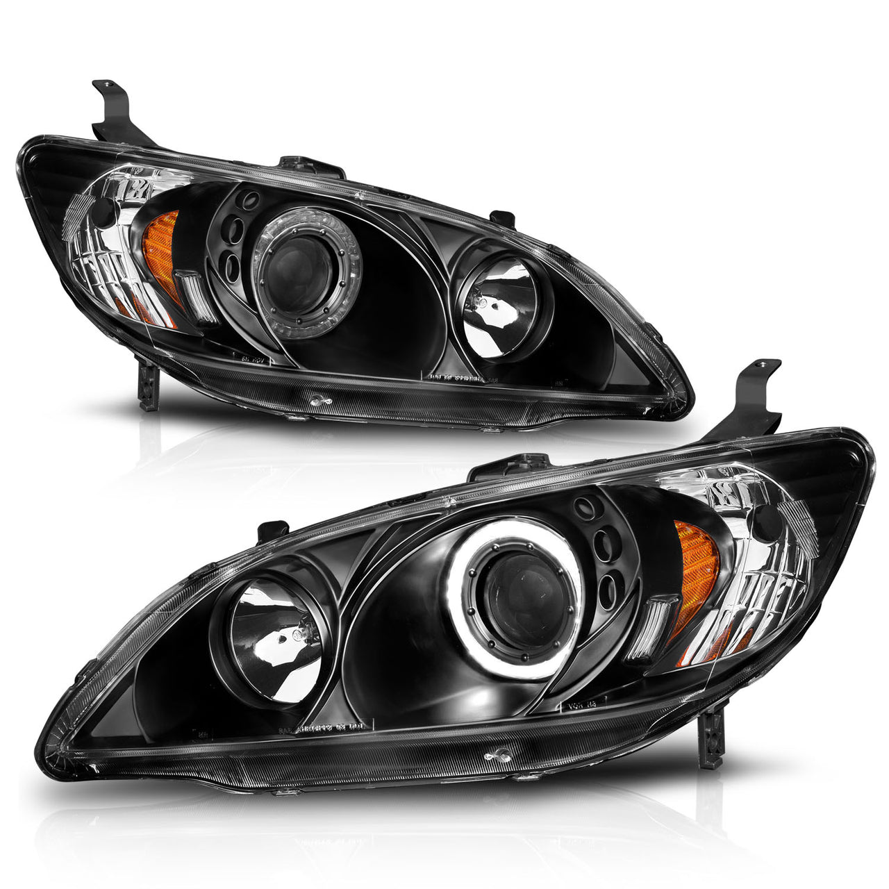 HONDA CIVIC 04-05 2/3/4DR PROJECTOR HEADLIGHTS HALO BLACK CLEAR AMBER