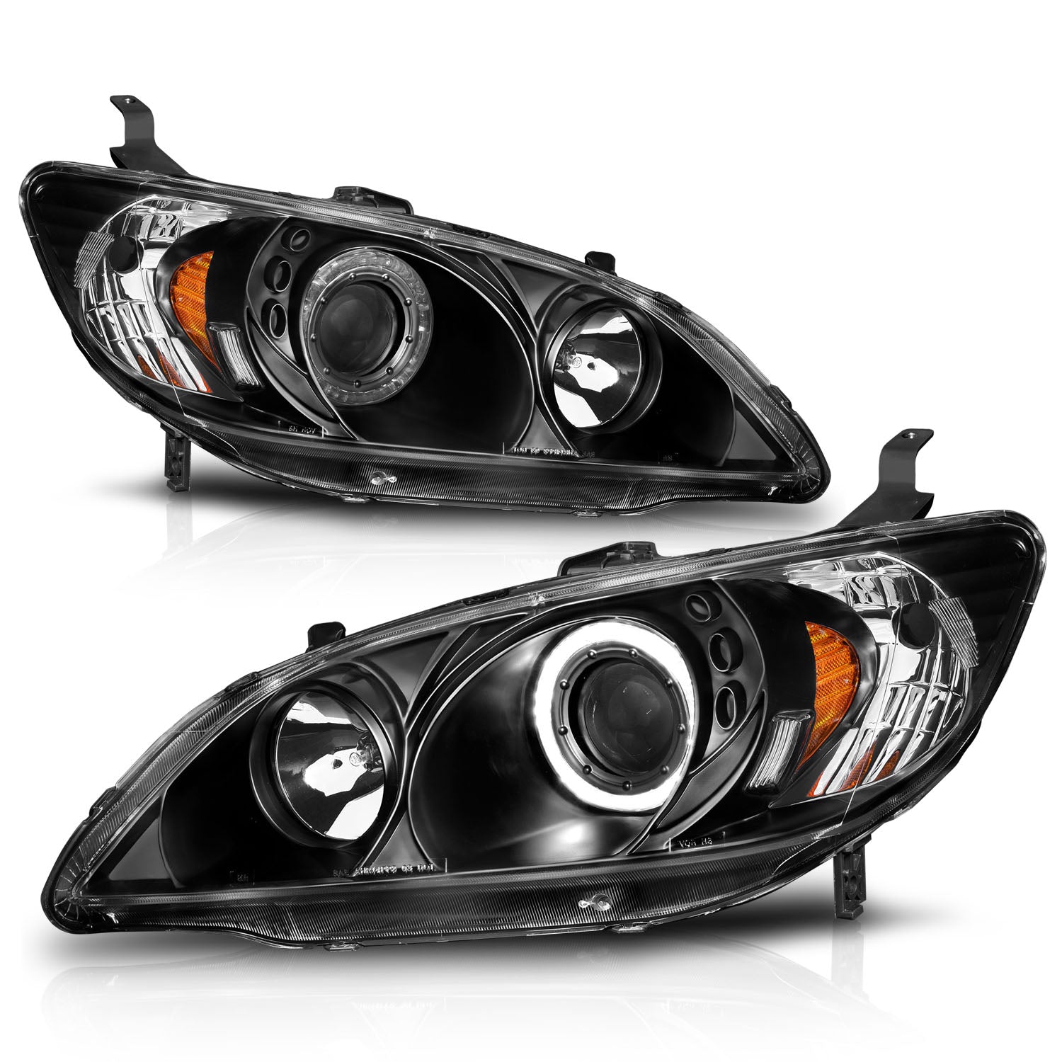 HONDA CIVIC 04-05 2/3/4DR PROJECTOR HEADLIGHTS HALO BLACK CLEAR AMBER