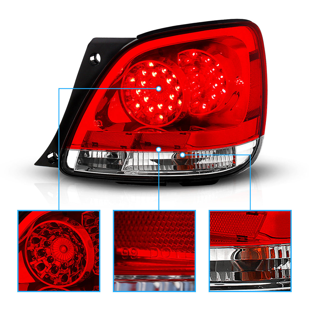 LEXUS GS300/400/430 98-05 LED TAIL LIGHTS RED/CLEAR