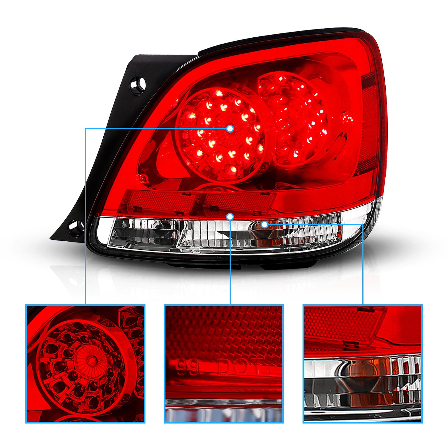 LEXUS GS300/400/430 98-05 LED TAIL LIGHTS RED/CLEAR