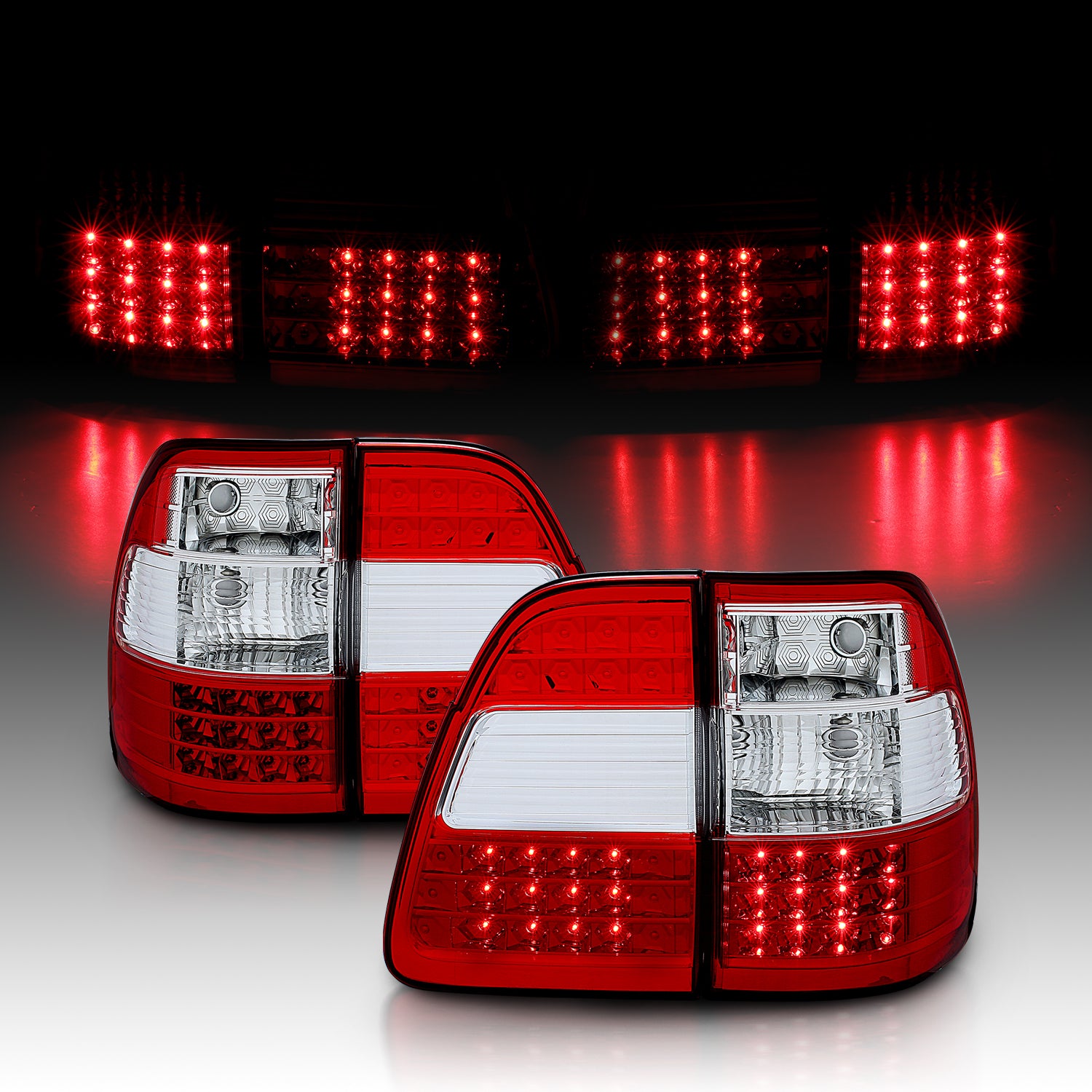 TOYOTA LAND CRUISER FJ100 98-05 LED TAIL LIGHTS G2 RED/CLEAR