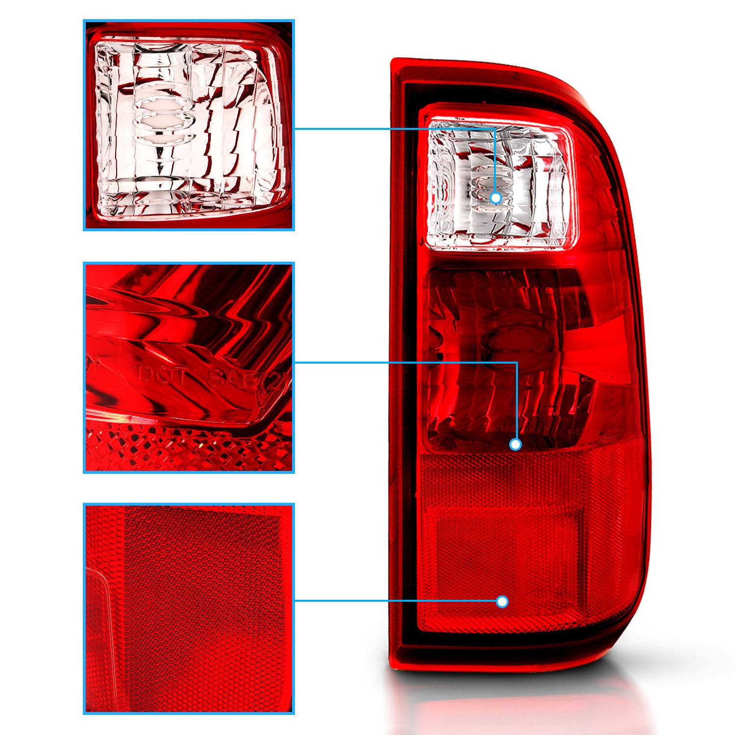 FORD F-250/SUPER DUTY 08-09 TAIL LIGHTS CHROME (OE REPLACEMENT)