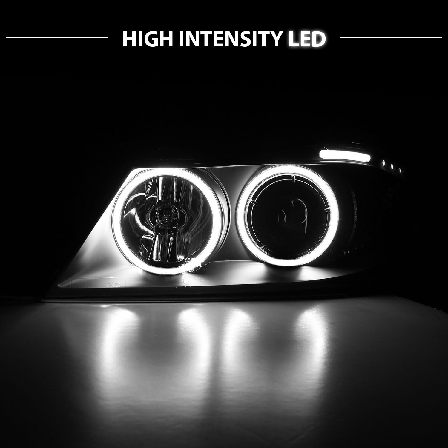 BMW 3 SERIES E90/E91 06-08 4DR/WAGON PROJECTOR HEADLIGHTS HALO W/ LED BAR BLACK CLEAR AMBER (RX HALO)