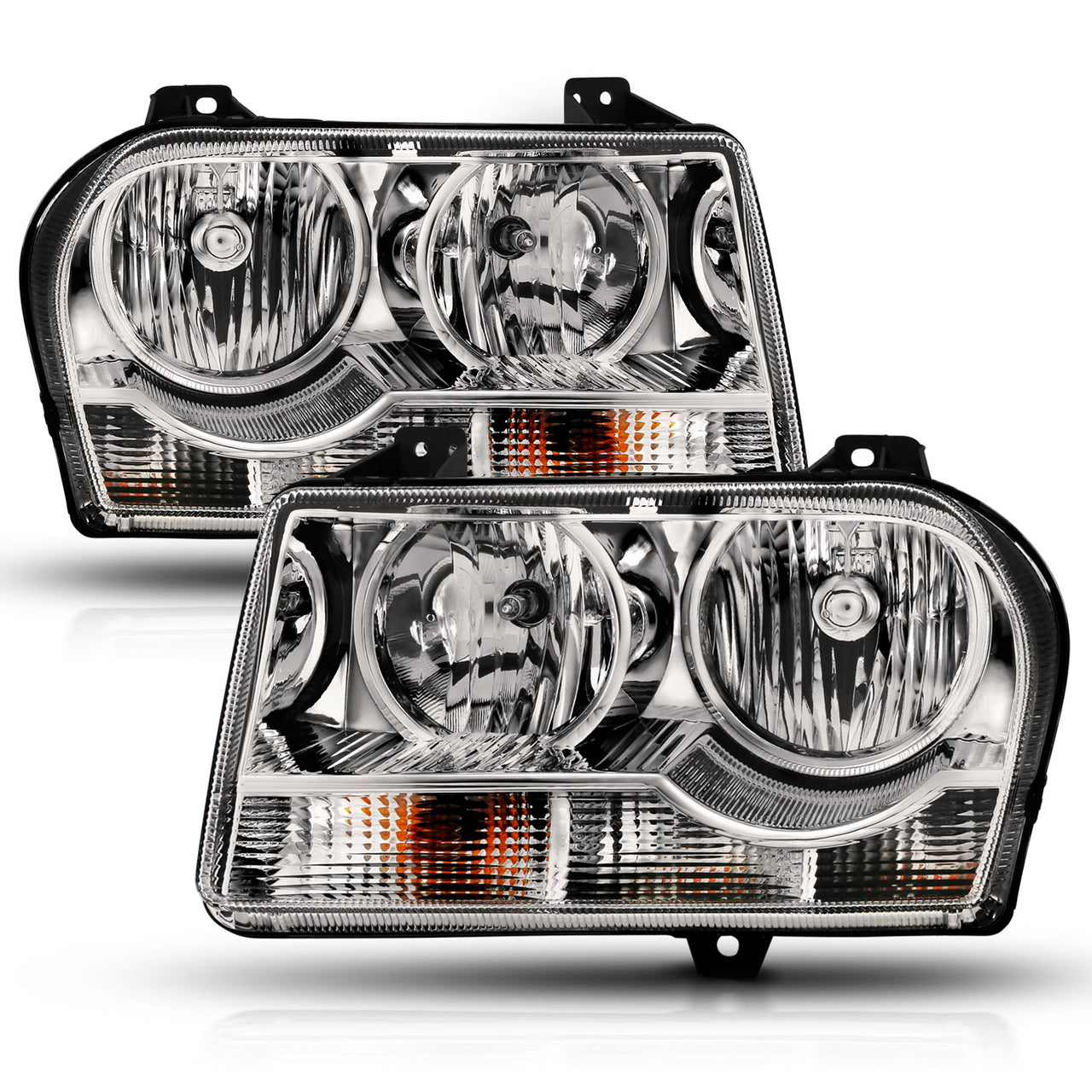CHRYSLER 300 05-UP CRYSTAL HEADLIGHTS CHROME AMBER