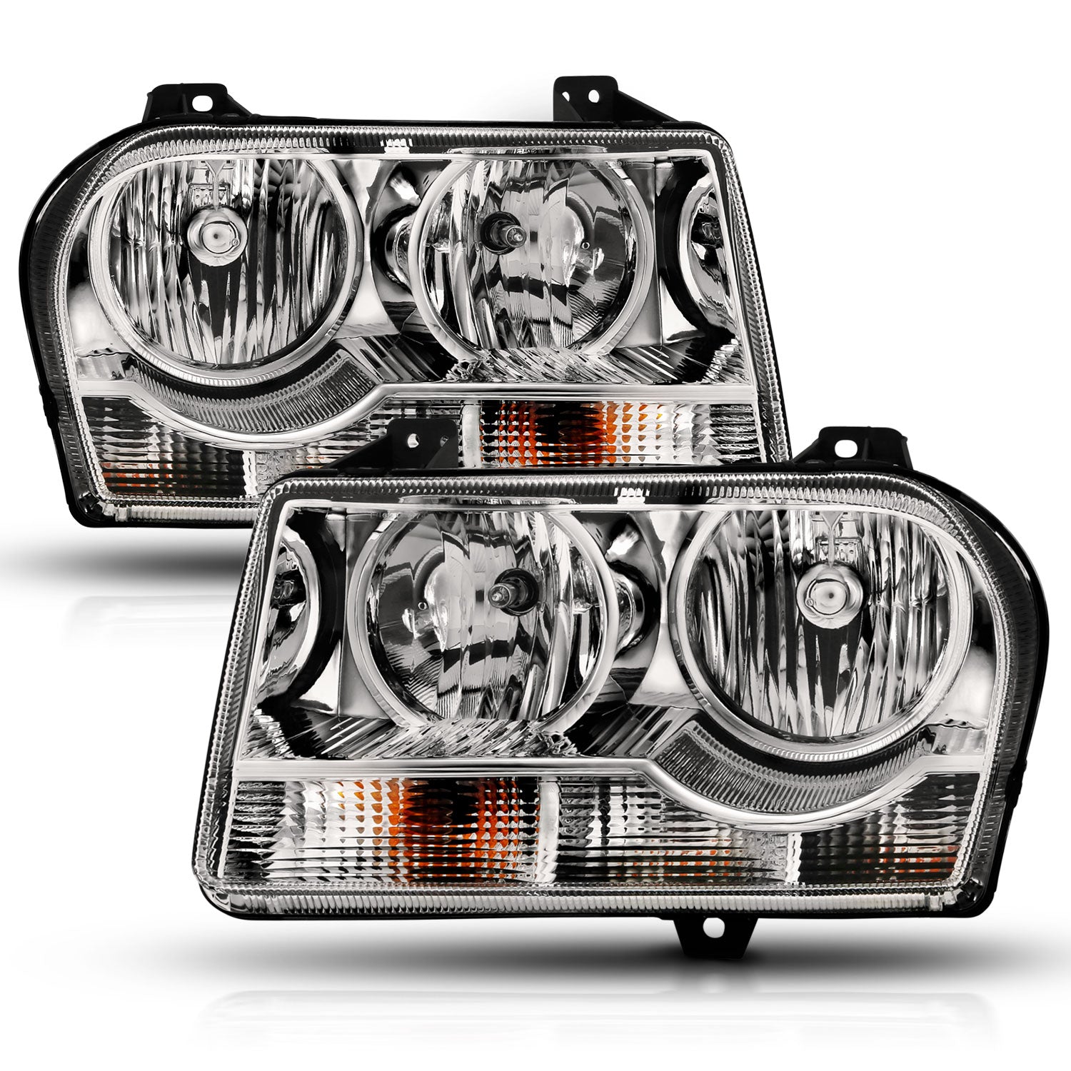 CHRYSLER 300 05-UP CRYSTAL HEADLIGHTS CHROME AMBER
