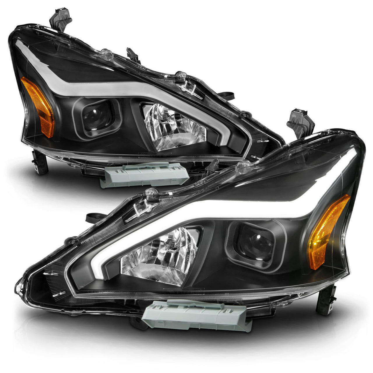 NISSAN ALTIMA 13-15 4DR PROJECTOR LIGHT BAR G2 HEADLIGHTS BLACK CLEAR AMBER