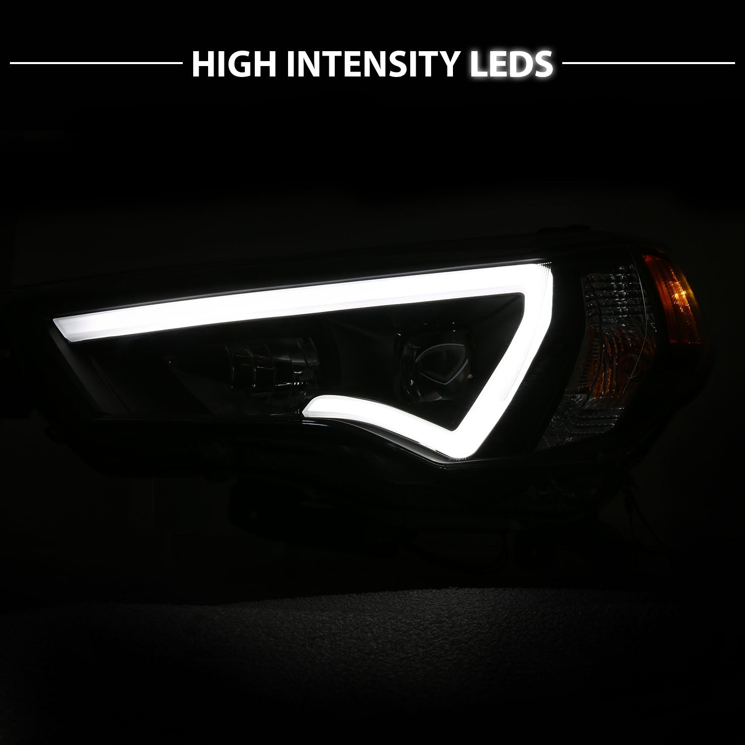 TOYOTA 4 RUNNER 14-23 PROJECTOR LIGHT BAR STYLE HEADLIGHTS BLACK CLEAR AMBER