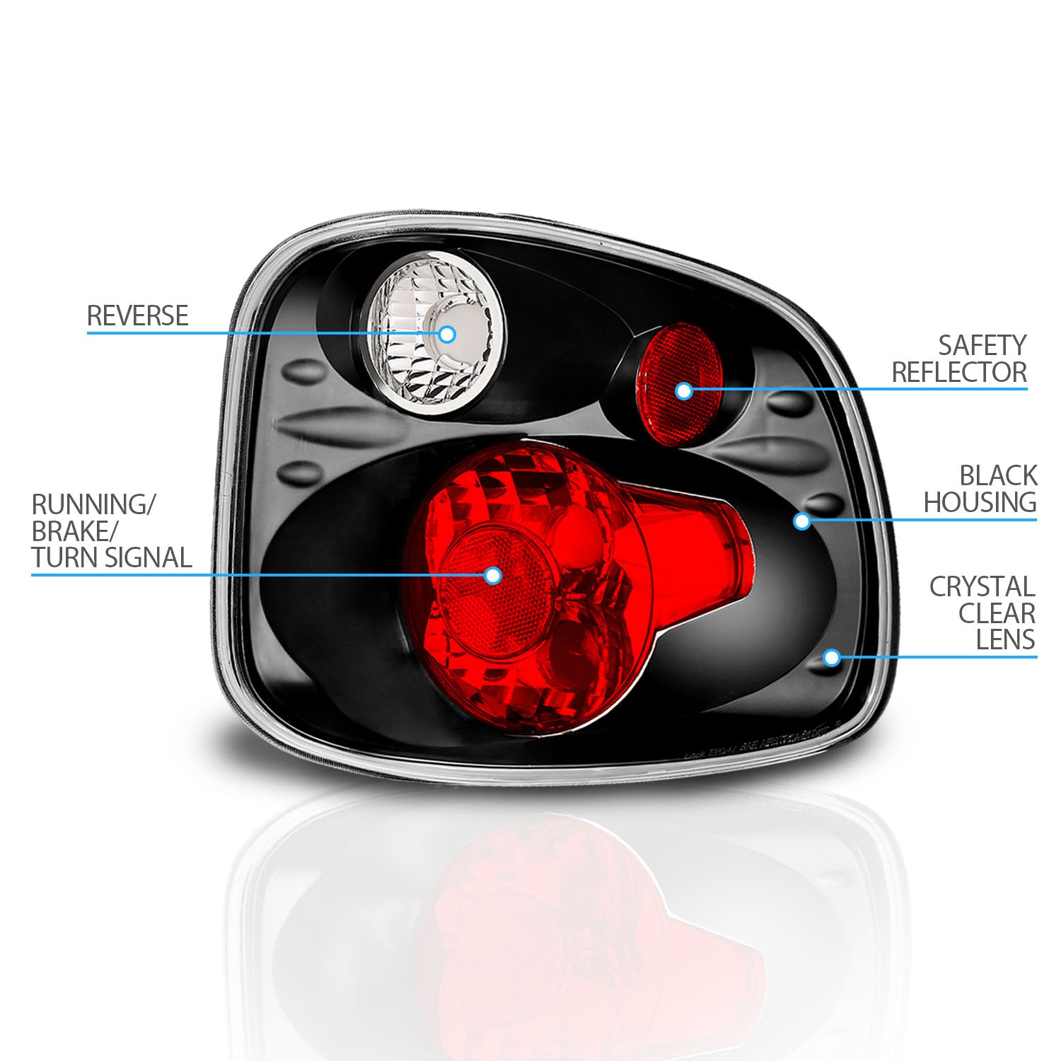 FORD F-SERIES FLARE SIDE 01-03 TAIL LIGHTS VERSION 2 BLACK
