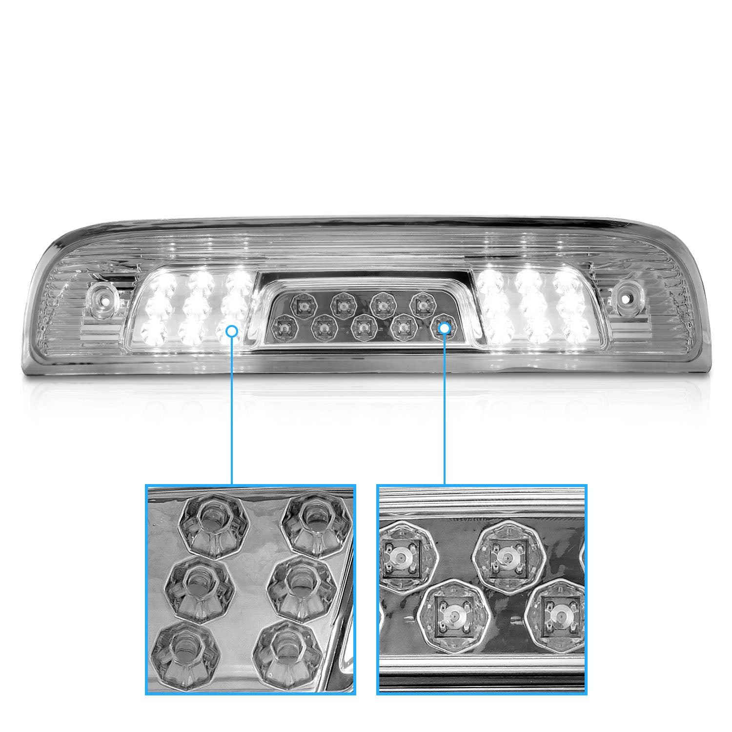CHEVY SILVERADO 2014 3RD Brake Light (Clear Cover/Chrome Base)