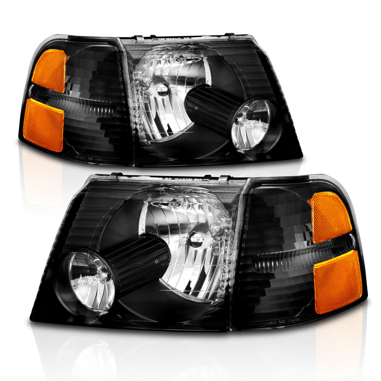 FORD EXPLORER 02-05 HEADLIGHTS BLACK W/ CORNER LIGHTS AMBER