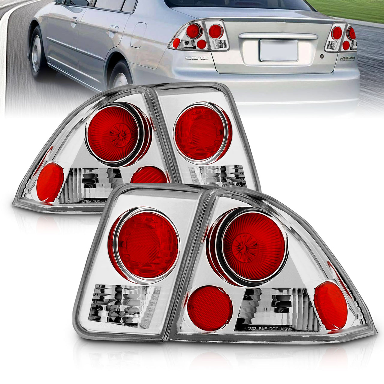 HONDA CIVIC 01-04 4DR TAIL LIGHTS CHROME
