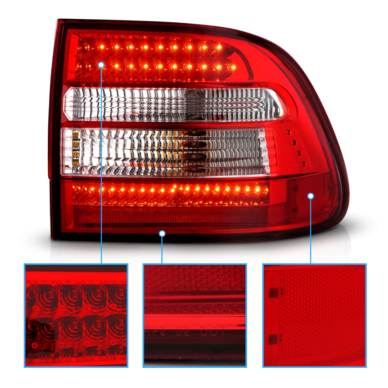 PORSCHE CAYENNE 03-06 LED TAIL LIGHTS RED/CLEAR