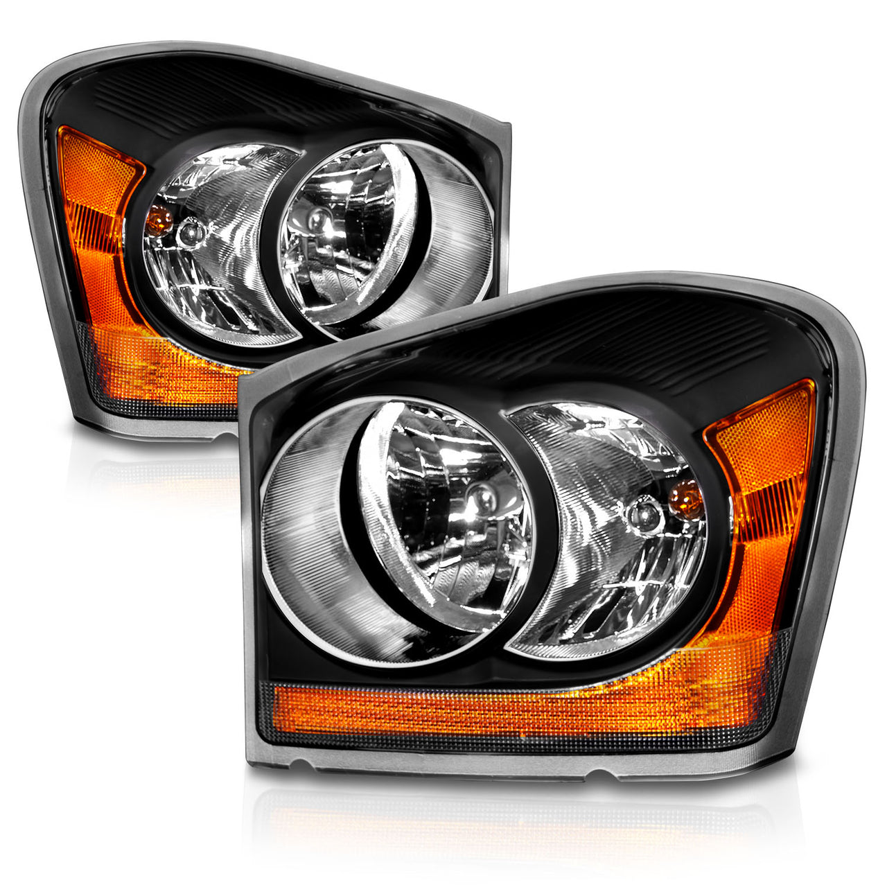 DODGE DURANGO 04-06 HEADLIGHTS BLACK AMBER