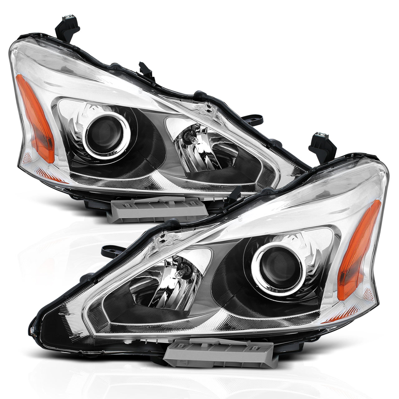 NISSAN ALTIMA 13-15 HEADLIGHTS 4D CRYSTAL CHROME AMBER