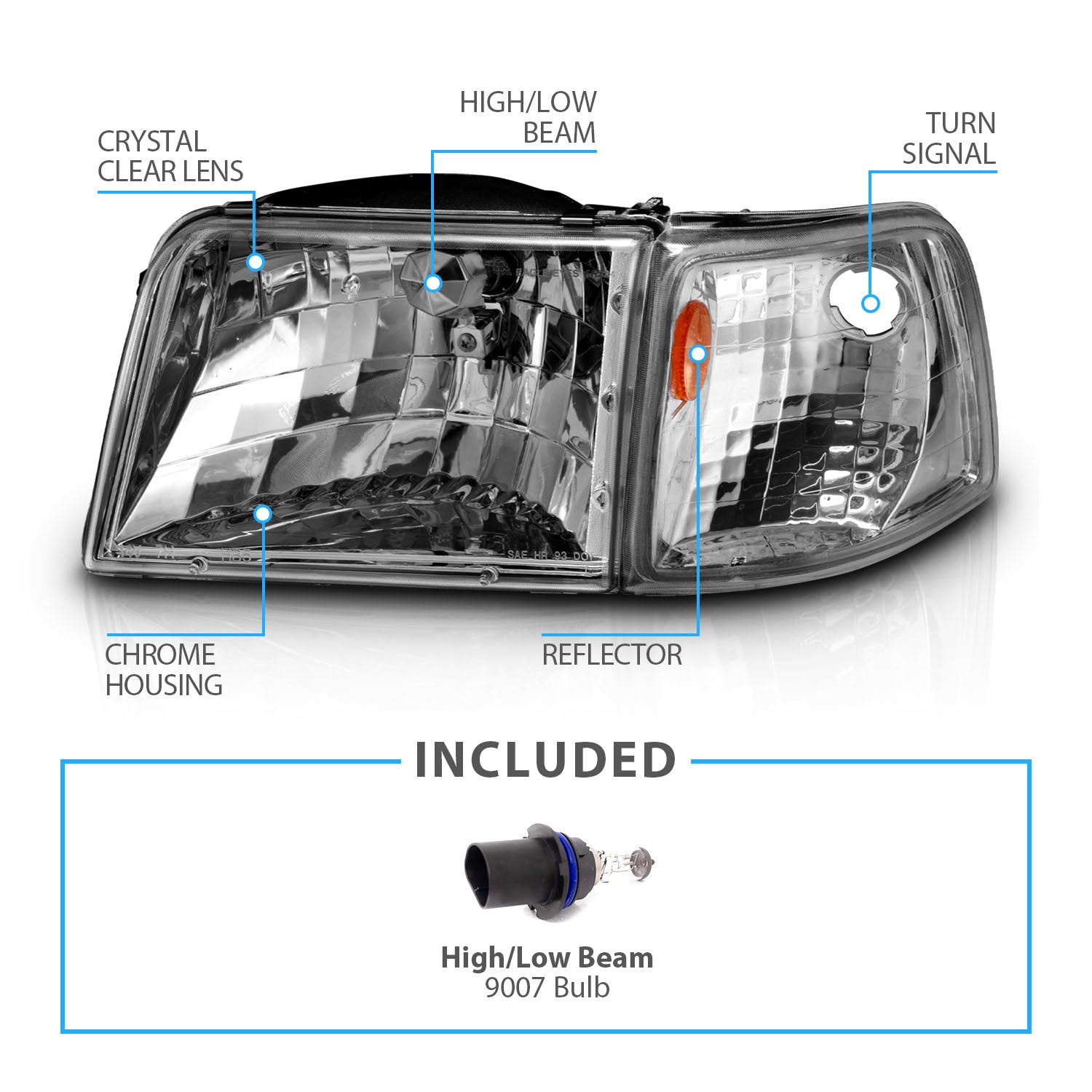 FORD RANGER 93-97 HEADLIGHTS CLEAR W/ CORNER AMBER