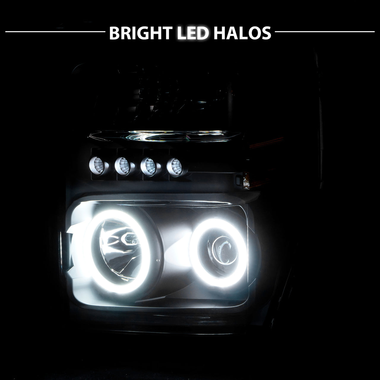 FORD F-250/SUPER DUTY 08-10 PROJECTOR HEADLIGHTS HALO W/O CCFL BAR  BLACK CLEAR AMBER (RX HALO)