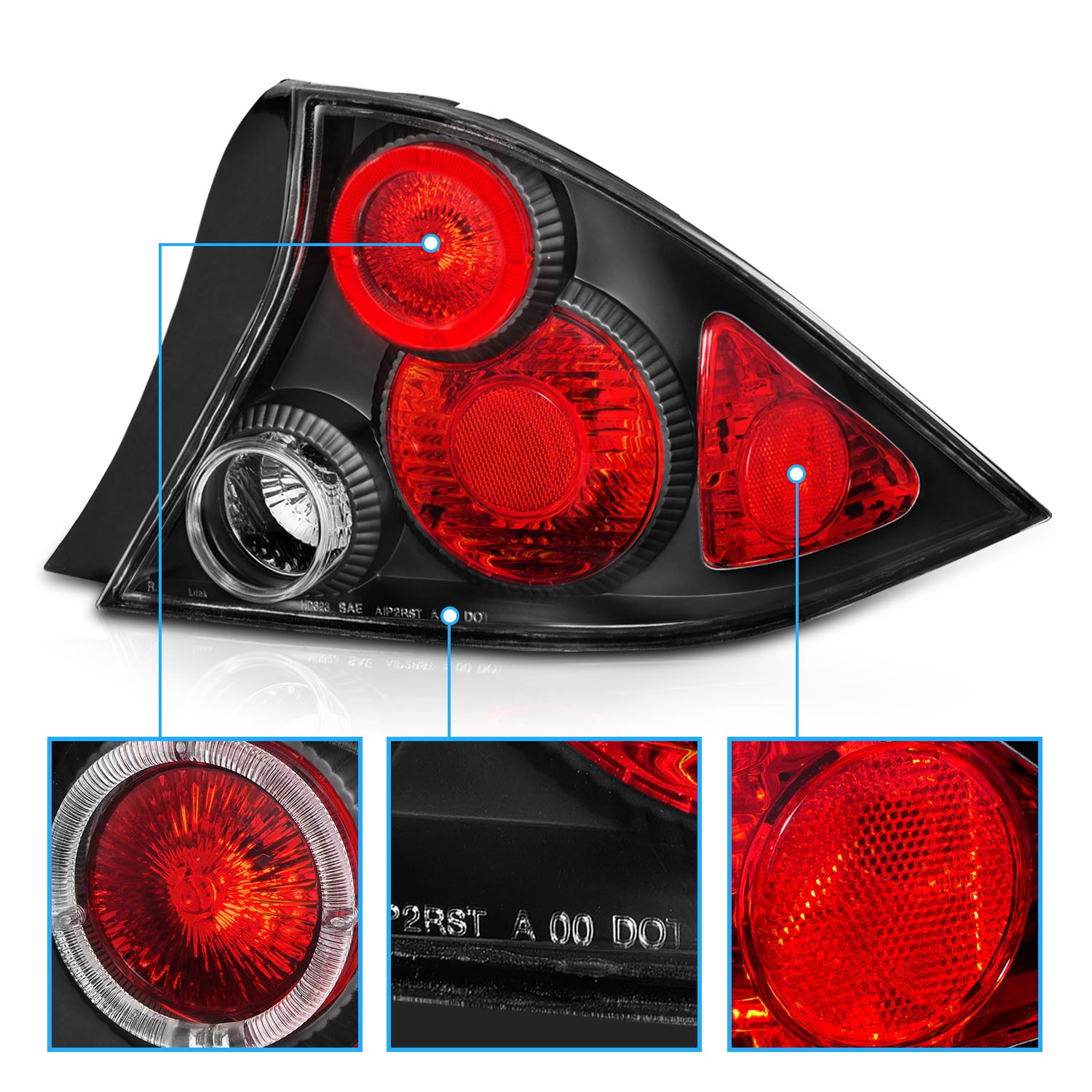 HONDA CIVIC 01-04 2DR TAIL LIGHTS HALO BLACK