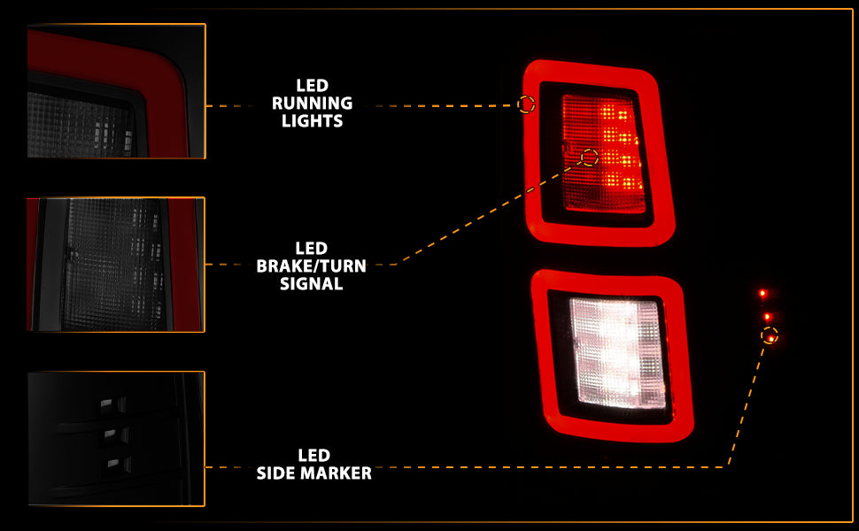 DODGE RAM 09-17 LED TAIL LIGHTS ALL SMOKE (FOR BULB VERSION ONLY)