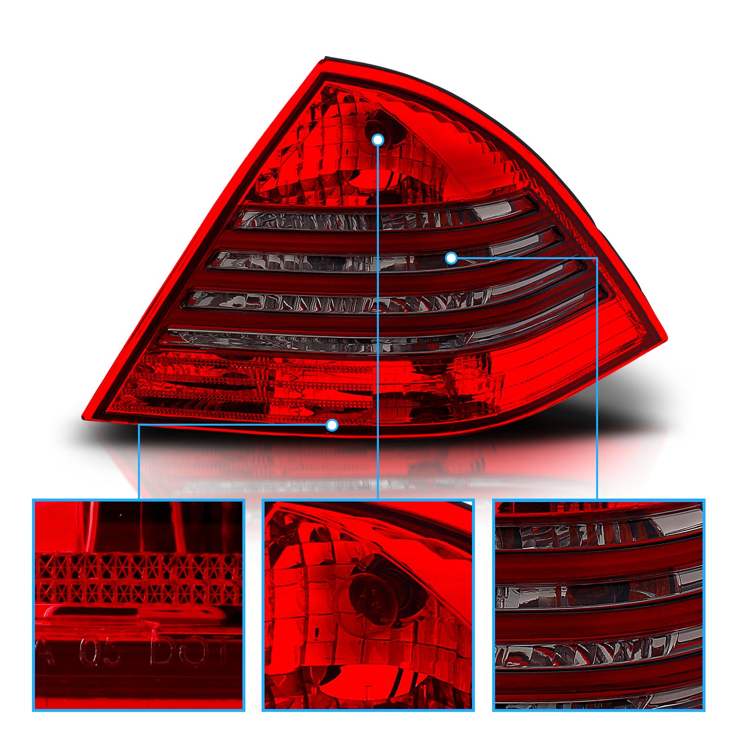 MBZ C CLASS W203 00-03 TAIL LIGHTS RED/SMOKE