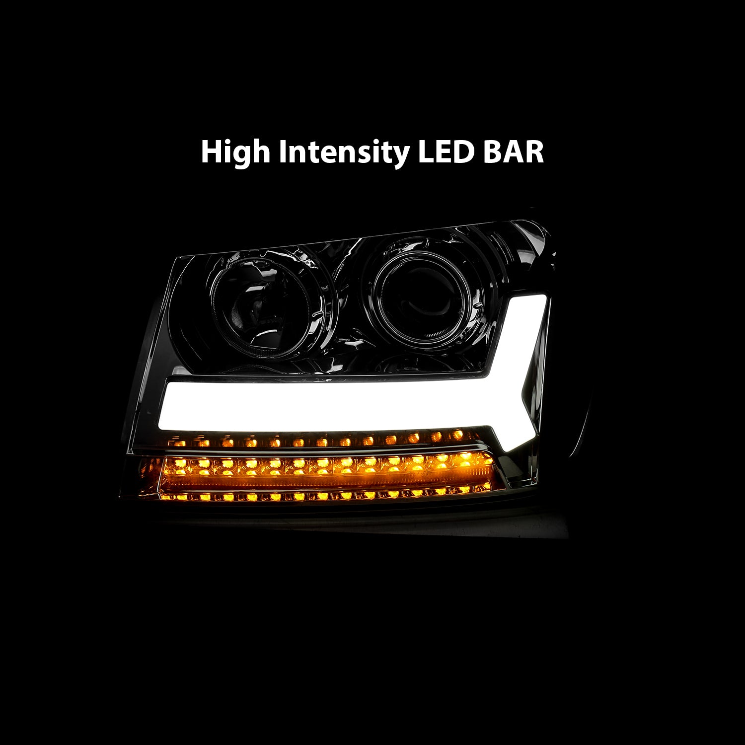 CHEVY TRAILBLAZER LT 06-09 / LS 08 PROJECTOR LIGHT BAR STYLE HEADLIGHTS CHROME AMBER