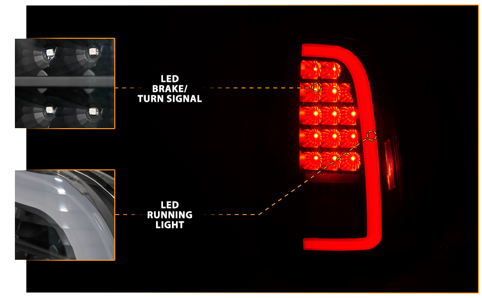 TOYOTA TUNDRA 00-06 LED TAIL LIGHTS BLACK HOUSING CLEAR LENS W/ C LIGHT BAR (STD BED REGULAR CAB, ACCESS CAB)