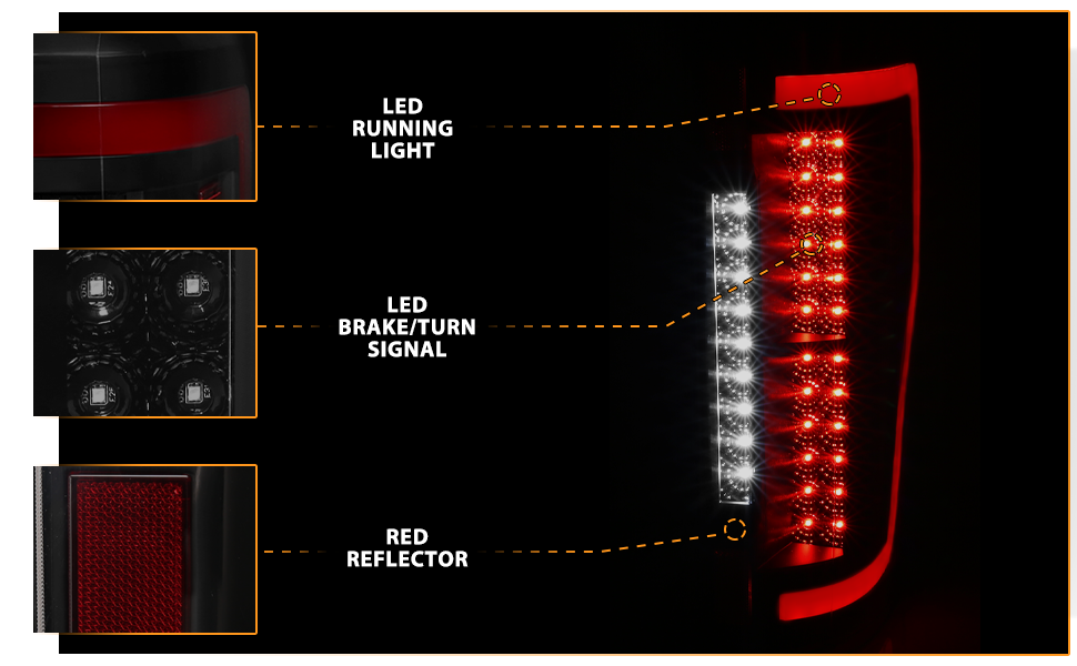 FORD F-250/F350/F450 17-UP LED TAIL LIGHTS BLACK HOUSE SMOKE LENS