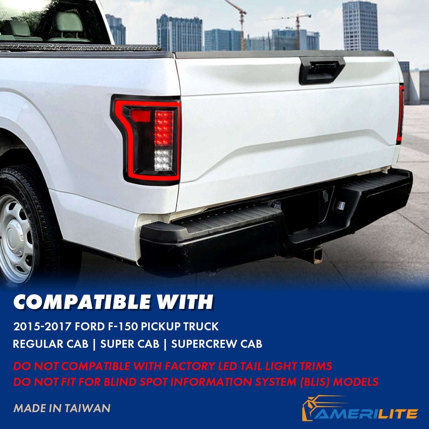 FORD F-150 15-17 LED TAIL LIGHTS BLACK (NON-BLIS ONLY