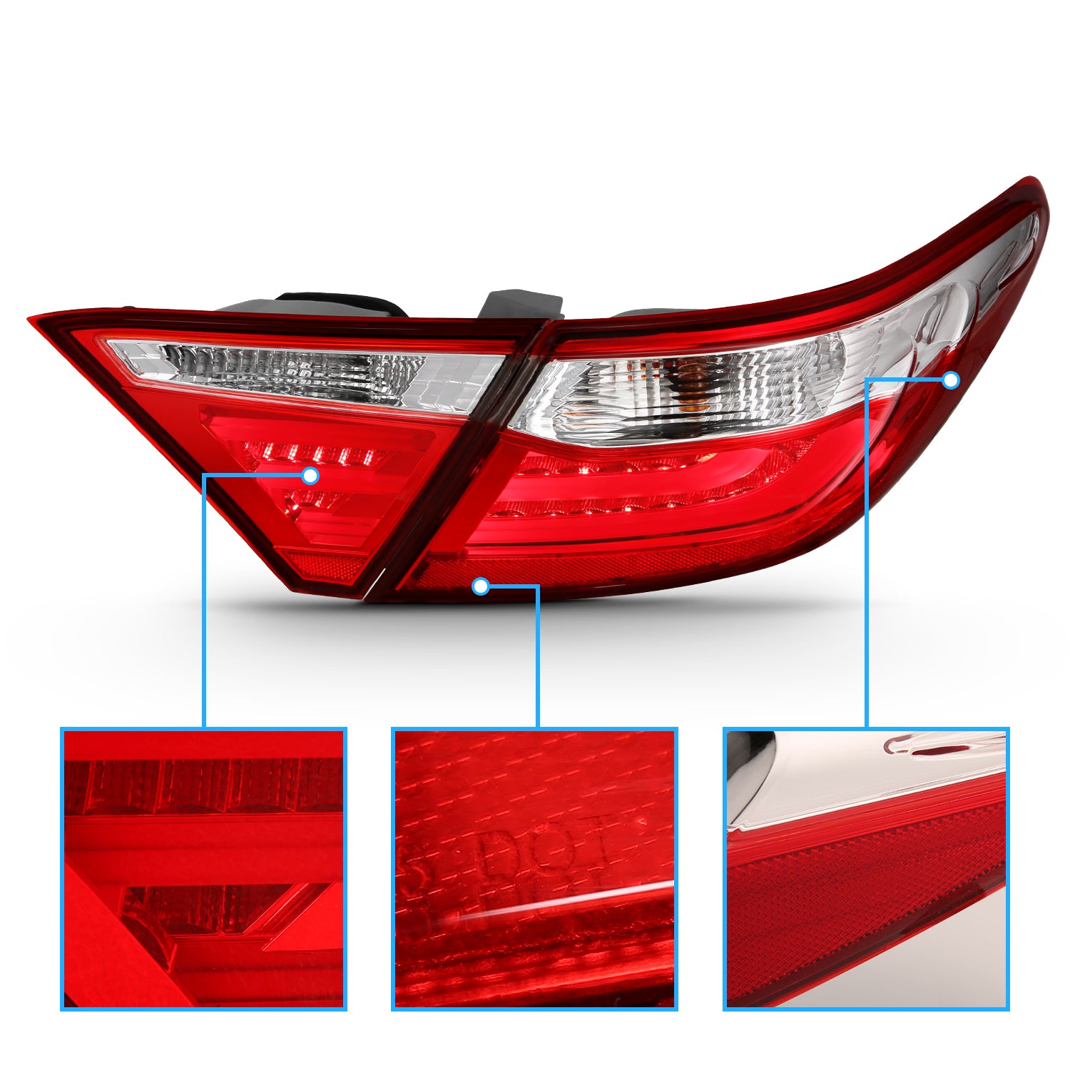 TOYOTA CAMRY 15-17 4D LED TAIL LIGHTS RED/CLEAR (4 PCS)