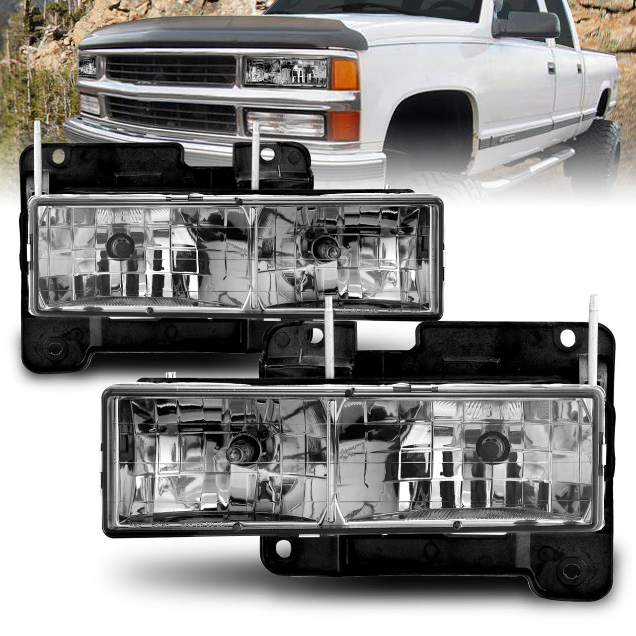 CHEVY FULLSIZE 88-98 CRYSTAL HEADLIGHTS SMOKE