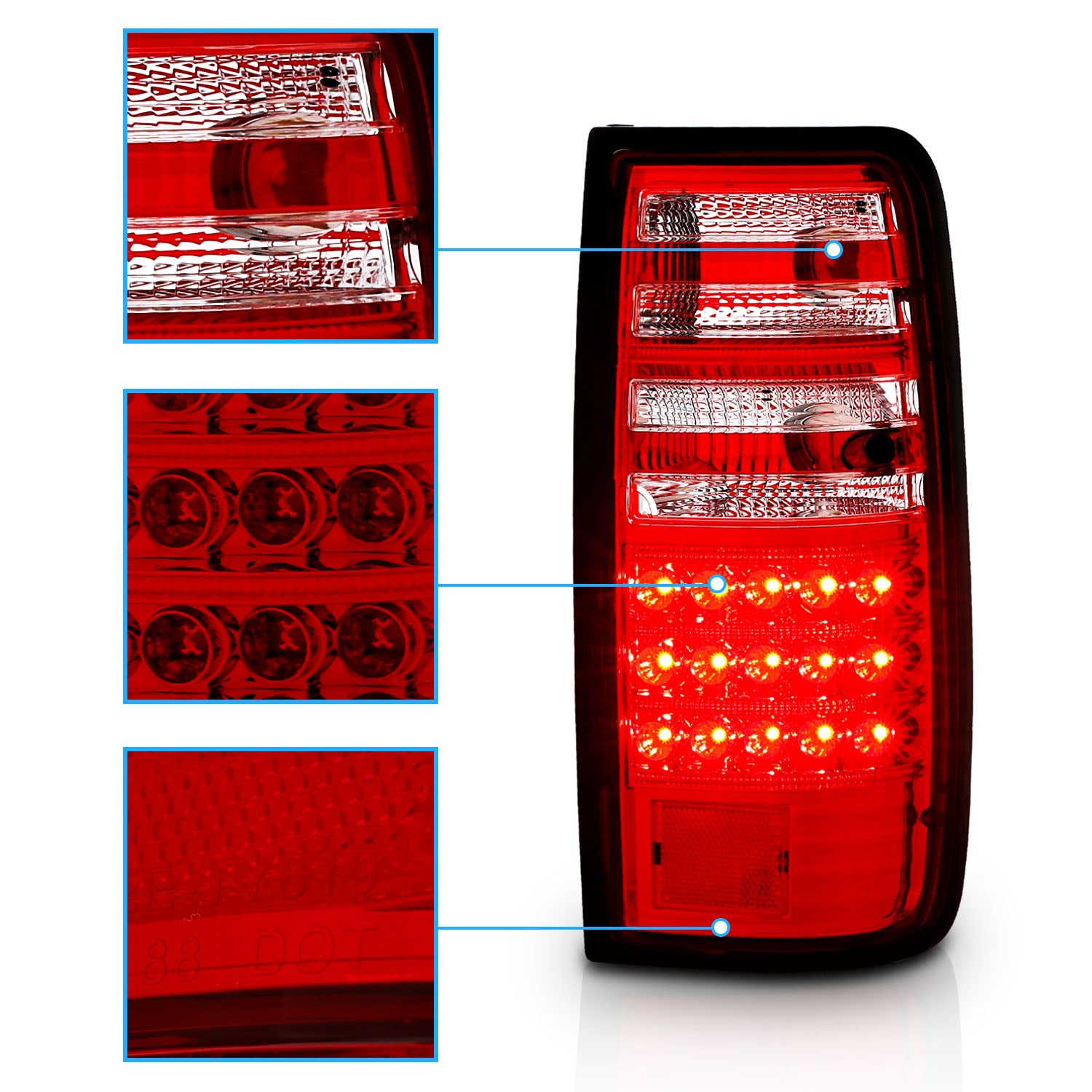 TOYOTA LAND CRUSIER FJ82 91-97 LED TAIL LIGHTS RED/CLEAR