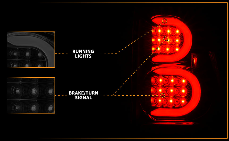 CHEVY TRAILBLAZER 02-09 LED TAIL LIGHTS BLACK HOUSING SMOKE LENS