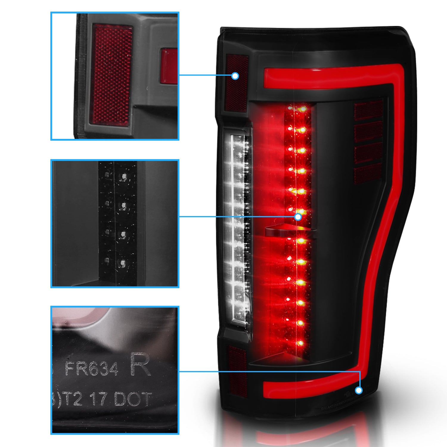 FORD F-250/F350/F450 17-UP LED TAIL LIGHTS BLACK HOUSE SMOKE LENS