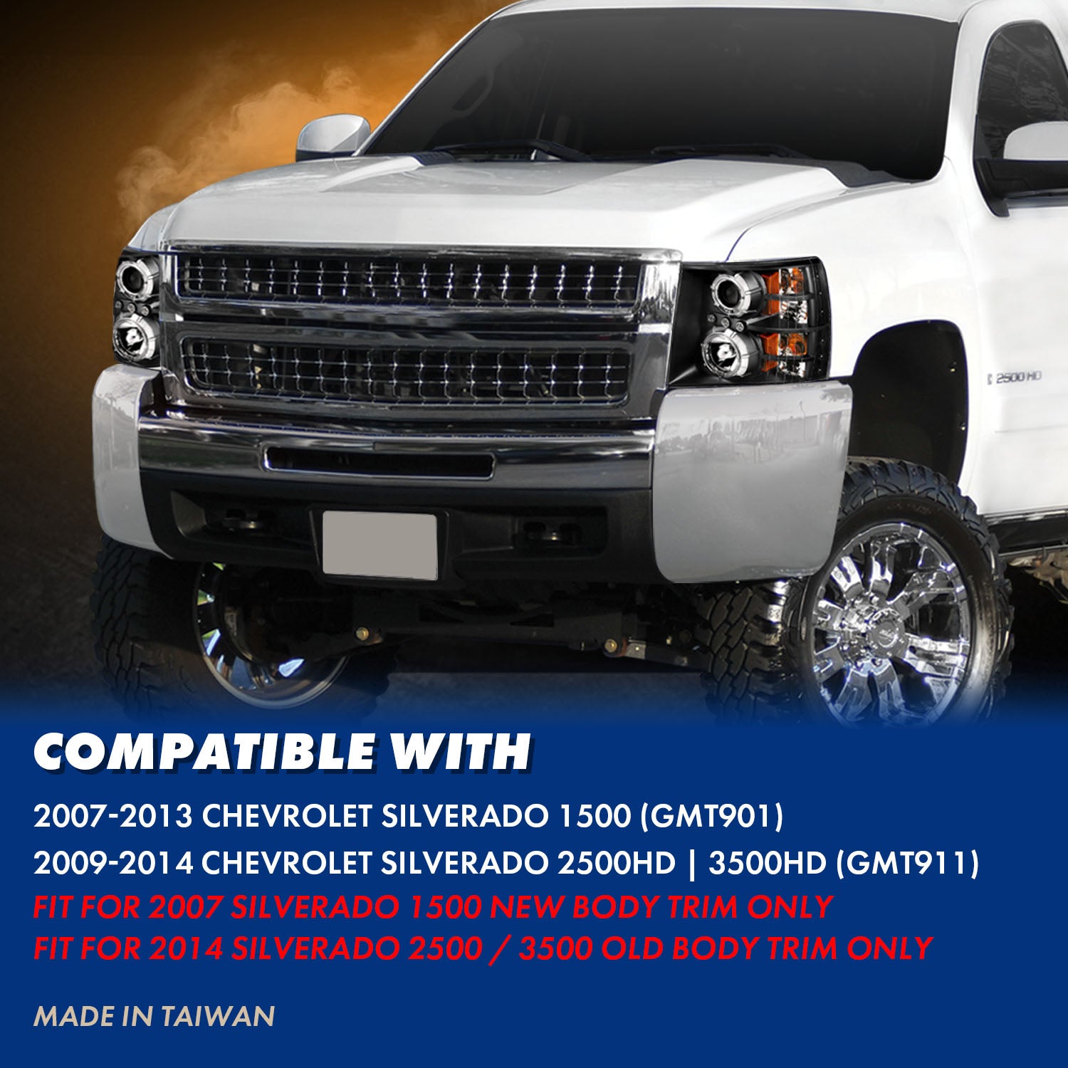 CHEVY SILVERADO 07-13 PROJECTOR HEADLIGHTS BLACK CLEAR