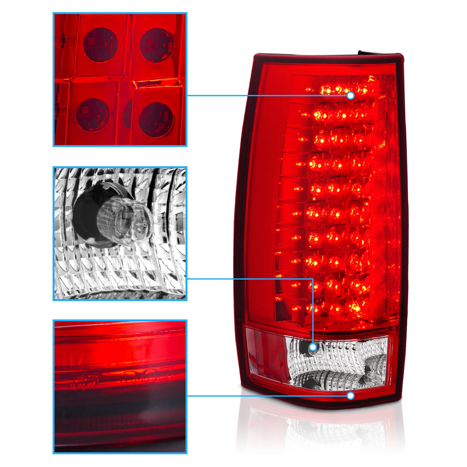 CHEVY TAHOE/SUBURBAN 07-UP LED G4 TAIL LIGHTS RED/CLEAR (ESCALADE LOOK)