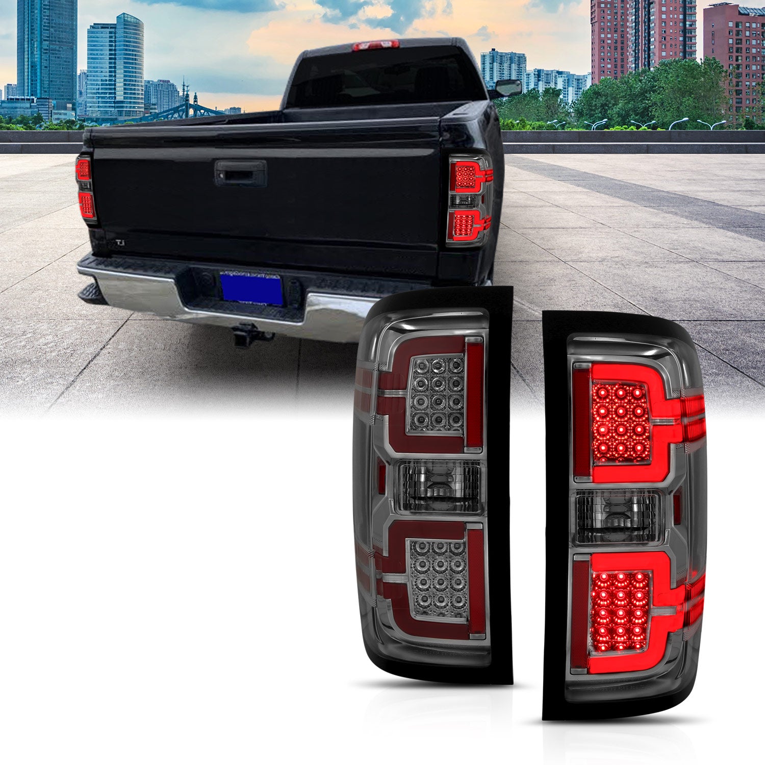 CHEVY SILVERADO 14-17 LED TAIL LIGHTS SMOKE LENS (SEQUENTIAL SIGNAL)